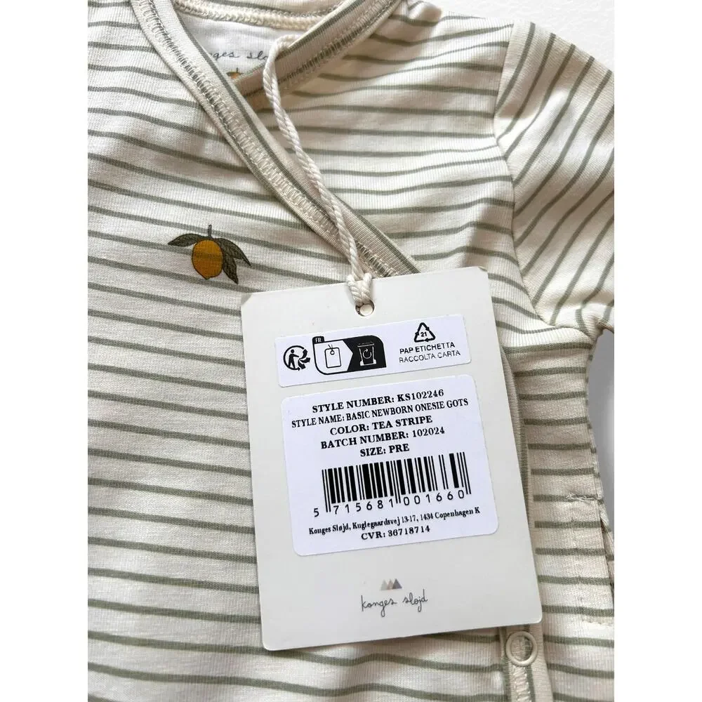 NWT Konges Sløjd Preemie Organic Coverall in Tea Stripe